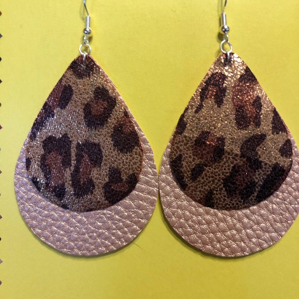 Layered leather earrings